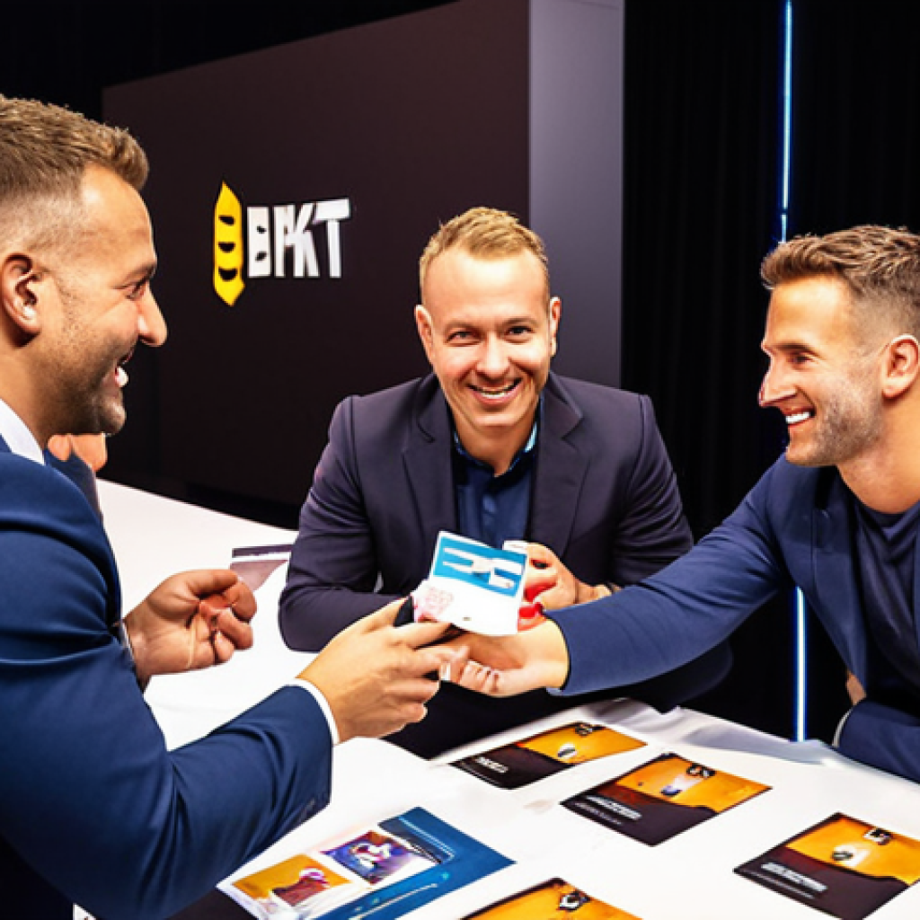 **

A vibrant sports marketing conference in Amsterdam. Focus on the networking aspect: people exchanging business cards, engaging in animated discussions about sports sponsorships, and showcasing innovative sports tech. The atmosphere is energetic and dynamic. Include hashtags like #sportmarketing, #sportsponsoring visibly displayed on banners.

**