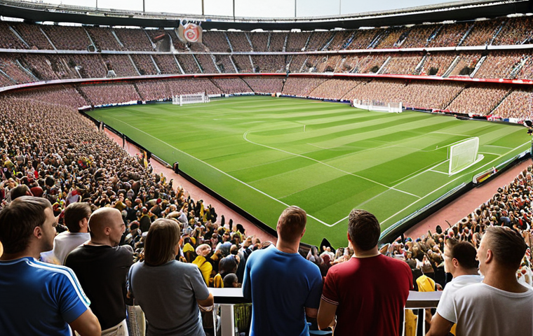 ** A stadium scene showcasing a local beer brand partnering with a football club for a fan event like a barbecue. Emphasize community, loyalty, and shared values. Focus on the atmosphere rather than just a logo.
**