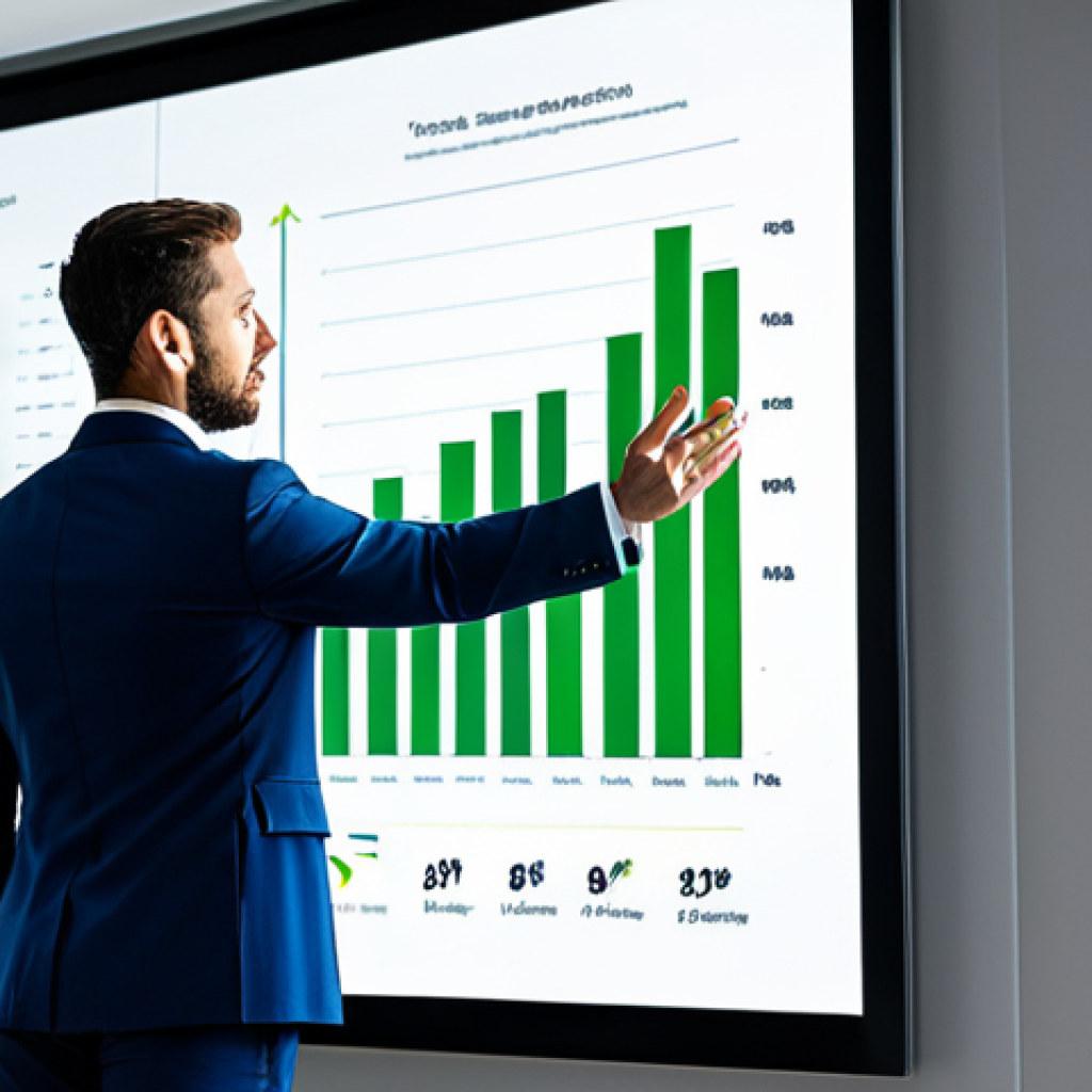 A highly competent and diverse professional in sports marketing, fully clothed in a sharp, modest business suit, stands confidently in a modern, brightly lit office environment. They are gesturing towards a large interactive digital screen displaying complex data visualizations and growth charts, emphasizing data-driven strategies and innovation. The setting reflects strategic insight and forward-thinking. The image should feature perfect anatomy, correct proportions, well-formed hands, and a natural pose. High-quality professional photography, safe for work, appropriate content, family-friendly.