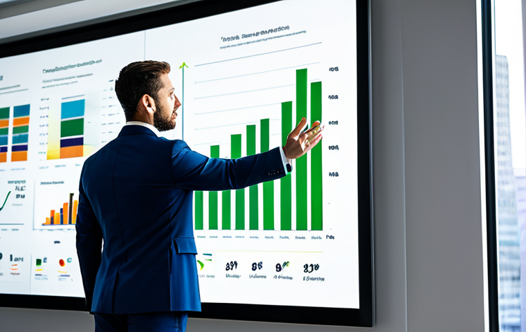 A highly competent and diverse professional in sports marketing, fully clothed in a sharp, modest business suit, stands confidently in a modern, brightly lit office environment. They are gesturing towards a large interactive digital screen displaying complex data visualizations and growth charts, emphasizing data-driven strategies and innovation. The setting reflects strategic insight and forward-thinking. The image should feature perfect anatomy, correct proportions, well-formed hands, and a natural pose. High-quality professional photography, safe for work, appropriate content, family-friendly.