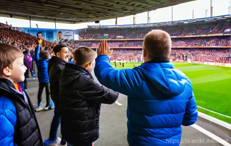 스포츠 경기장 내 마케팅 사례 - **A dynamic scene within a technologically advanced football stadium in the Netherlands, capturing f...