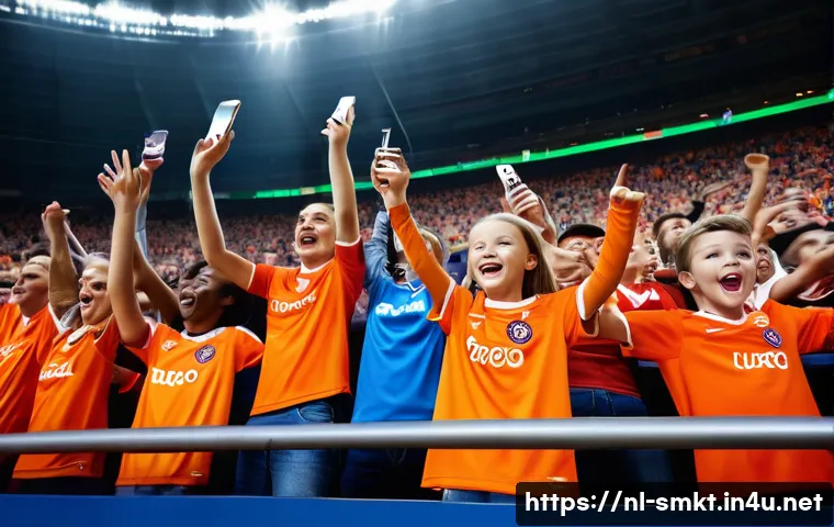 스포츠마케팅 분야의 최신 연구 및 주요 이슈 - **Prompt:** A vibrant, dynamic scene inside a modern Dutch football stadium, resembling the Johan Cr...