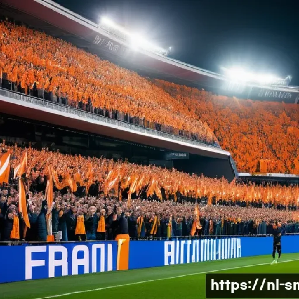스포츠마케팅 전문가의 창의적 사고법 - A dynamic, emotional sports marketing scene set in a modern Dutch stadium during a packed football m...